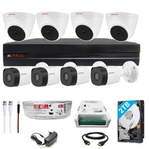 CP PLUS Full HD 8 Channel DVR with 2.4 MP 4 Dome 4 Bullet Cameras