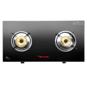 Lalithatraders Butterfly Radiant 2 Burner Glass Top Manual Gas Stove