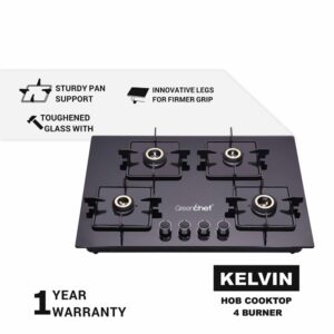 Greenchef Kelvin Glass Automatic Hob 4 Burners Gas Stove