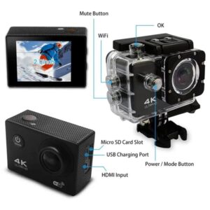 Ausha 16MP 4K HD Digital Action Waterproof Sports Camera Supports HDMI WiFi