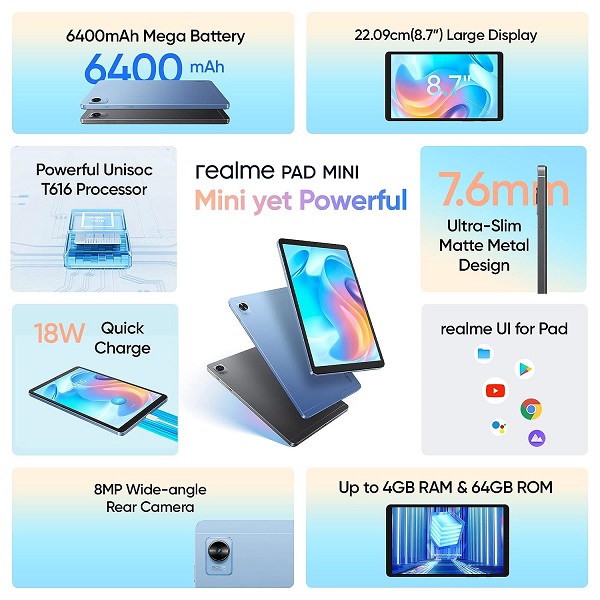 realme Pad Mini 3 GB RAM 32 GB ROM 8.7 inch Tablet realme Pad Mini 3 GB RAM 32 GB ROM 8.7 inch Tablet