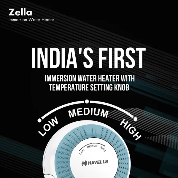 Havells Plastic Zella 1000 watts Immersion Heater with Automatic Cut-Off Havells Plastic Zella 1000 watts Immersion Heater with Automatic Cut-Off