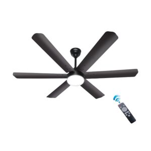 HAVAI Spinel Ceiling Fan Bldc Motor, 35W, 6 Blades, 1200Mm Blade With Remote 9W Led 5 Stars Smokey Brown