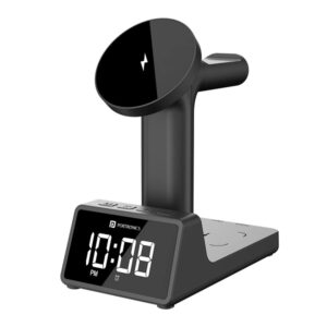 Lalithatraders Portronics Bella 2 3 in 1 15W Magnetic Wireless Charging Station with Digital Alarm Clock