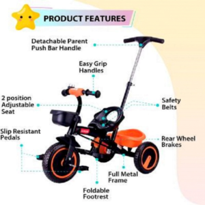 LuvLap Orange Elegant Baby Tricycle