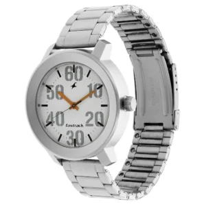 Fastrack White Dial Silver Stainless Steel Strap Watch
