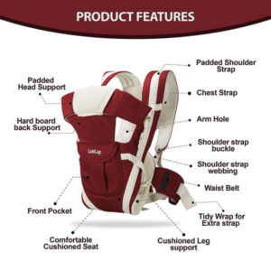 LuvLap Elegant Baby Carrier for 4 to 24 months Age Red Colour