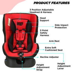 LuvLap Sports Convertible Baby Car Seat Red/Black