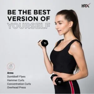 HRX Vinyl Coated Fixed 1kg Weight Dumbbell Set Of 2