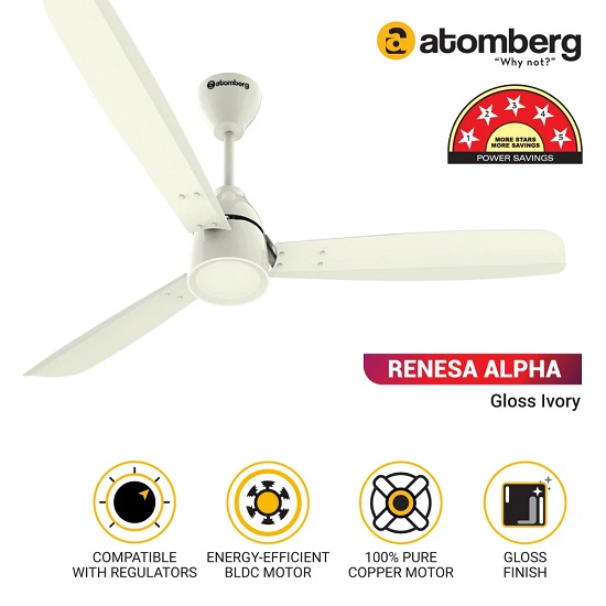 Atomberg Renesa Alpha Ivory Remote Ceiling Fan