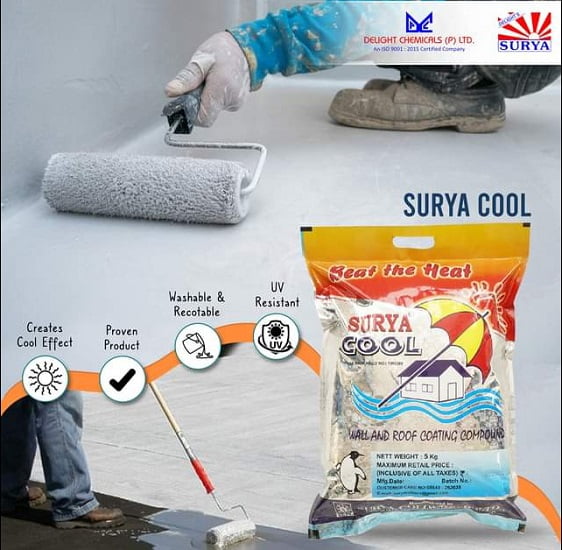 Surya Cool Heat Reflective Wall And Roof Coating Compound 5 Kg Bag