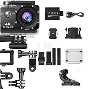 Ausha 30fps Action Camera 4K Vlog Camera with Accessory Installation Kit