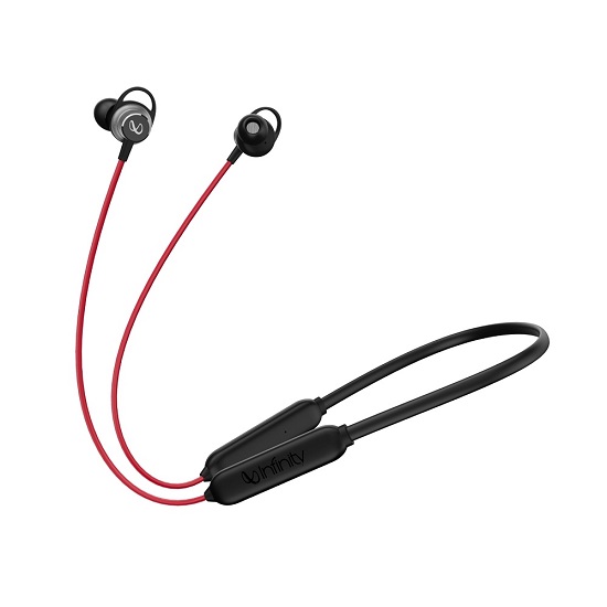 Infinity N200 Glide Bluetooth Neckband with Deep Bass Sound and IPX5 water proof (Red)