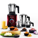 Atomberg MG1 Mixer Grinder with Inverter Technology 3 Jars and Chopper, Slow Mode Red Wine