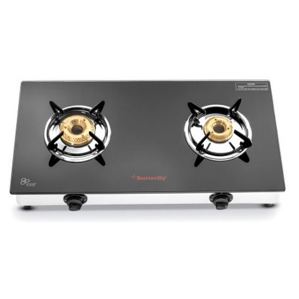 Butterfly Radiant 2 Burner Glass Top Manual Gas Stove