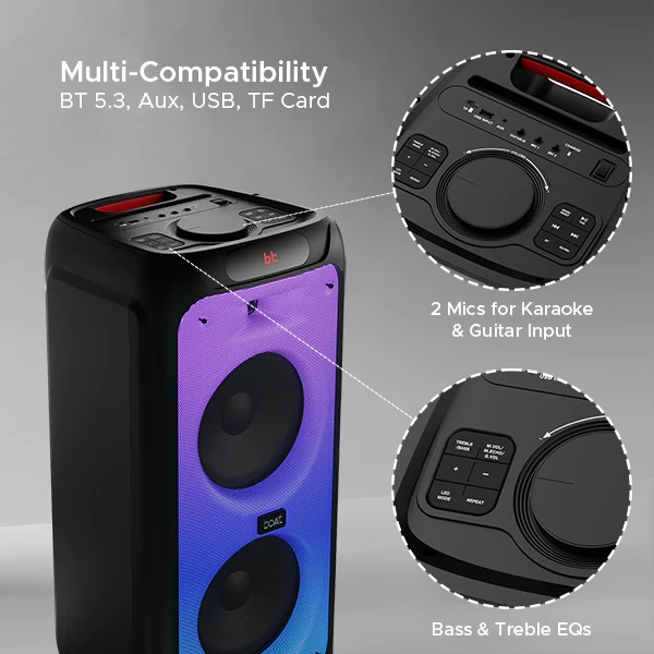 bOAT Party Pal 400 Bluetooth Speaker 160W RMS Stereo Sound