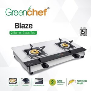Greenchef Blaze Glass Manual Gas Stove 2 Burner