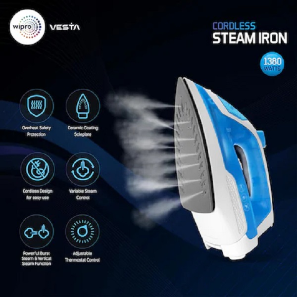 wipro Vesta 1380 Watts Cordless Steam Iron