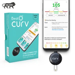 BeatO CURV Smartphone Connected Glucometer Machine With 50 Strips + 50 Lancets