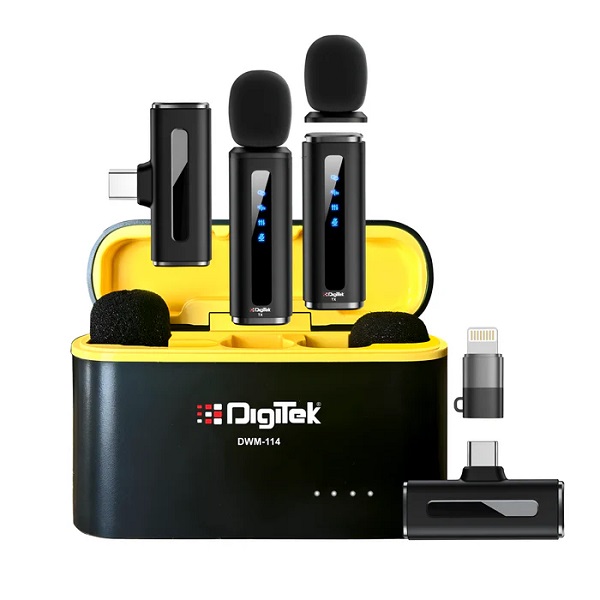 Digitek DWM-114 2-in-1 Wireless Microphone, 2.4GHz, 6.6Hr Battery, Noise Reduction