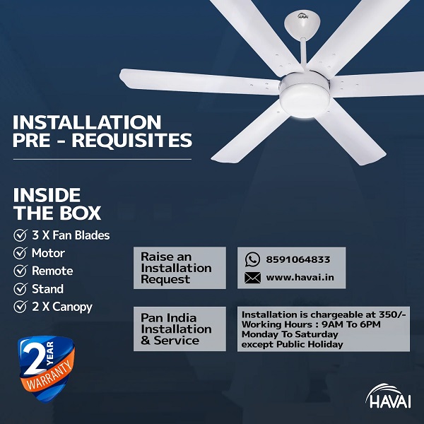 HAVAI Spinel Ceiling Fan Bldc Motor, 35W, 6 Blades, 1200Mm Blade With Remote 9W Led 5 Stars HAVAI Spinel Ceiling Fan Bldc, 35W, 6 Blades, 1200Mm Blade With Remote- 9W Led 5 Stars White