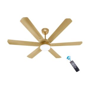 HAVAI Spinel Ceiling Fan Bldc Motor, 35W, 6 Blades, 1200Mm Blade With Remote 9W Led 5 Stars Champagne Yellow