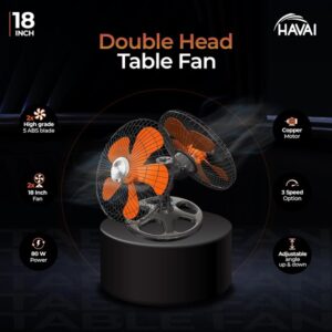 HAVAI Double Head 360 Degree Fan 18 Inches, Remote-Controlled