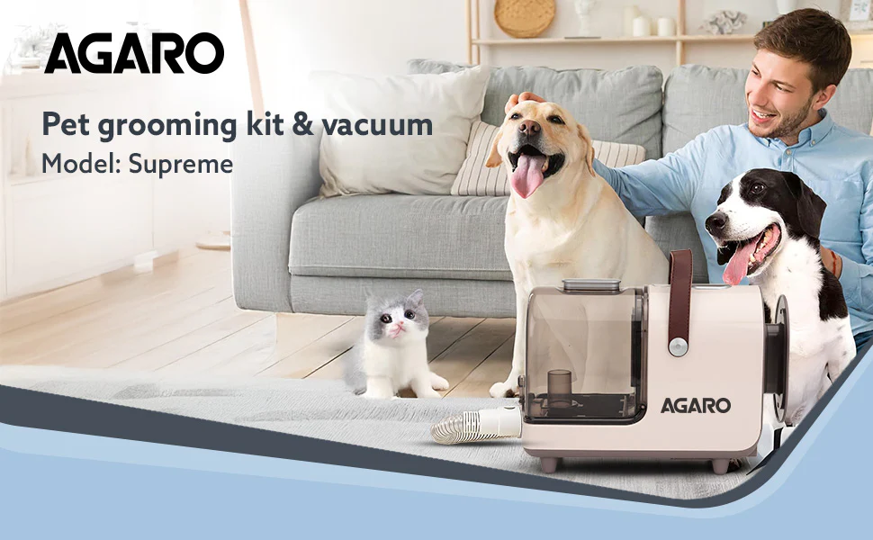 AGARO Supreme Pet Grooming Kit, Vacuum Suction, Picks up 99% Pet Hair