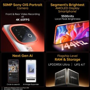 iQOO Neo 10 Snapdragon 8s Gen 4 & SuperComputing Chip, 7000mAh Battery Smartphone Inferno Red Color