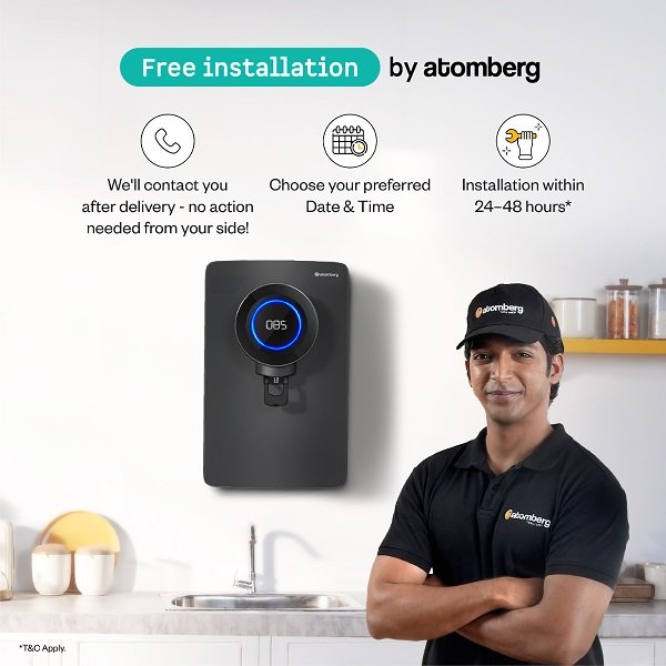Atomberg Intellon Adaptive Water Purifier, 7-Stage Filtration, Smart IoT, 8L Storage
