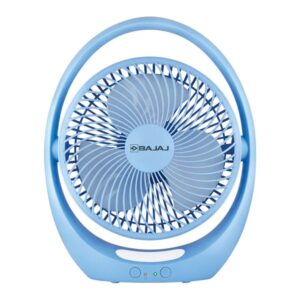 Bajaj Pygmy Go Mini Fan 178mm, Rechargeable LED Fan, 4hr Backup, Blue Color