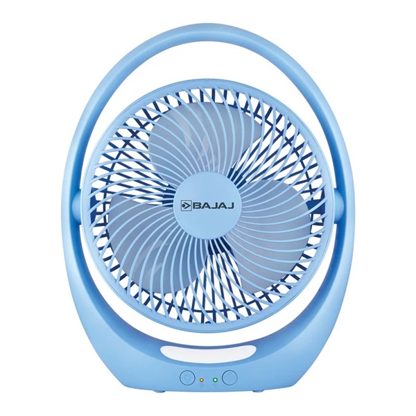 Bajaj Pygmy Go Mini Fan 178mm, Rechargeable LED Fan, 4hr Backup, Blue Color