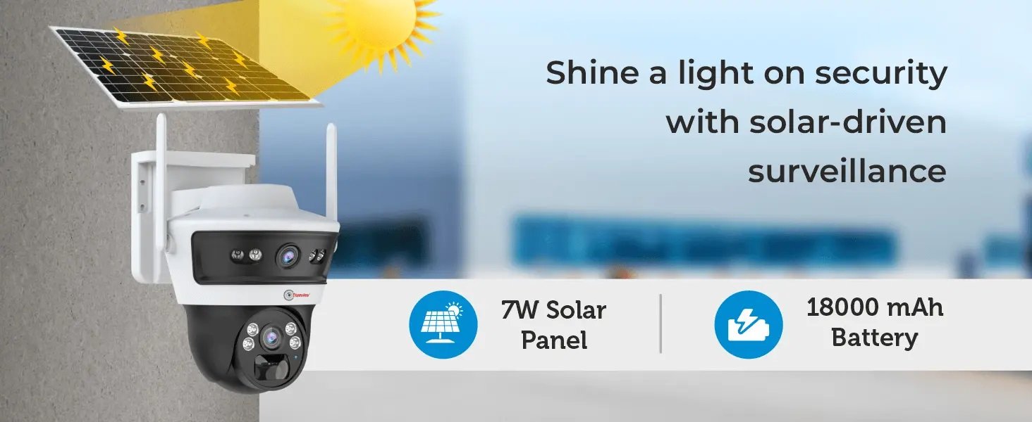 Trueview 3+3MP Wireless 4G Solar Security Camera (1296p) – Outdoor Waterproof CCTV with 2-Way Talk 